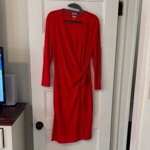 Anne Klein Bold Red Long Sleeve Dress